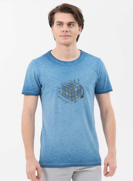 ORGANICATION Garment Dyed T-Shirt aus Bio-Baumwolle mit Rubik’s Cube-Print von ORGANICATION