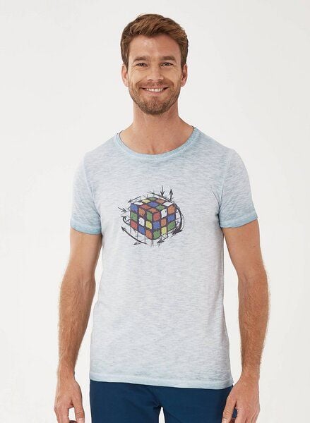 ORGANICATION Garment Dyed T-Shirt aus Bio-Baumwolle mit Rubik’s Cube-Print von ORGANICATION