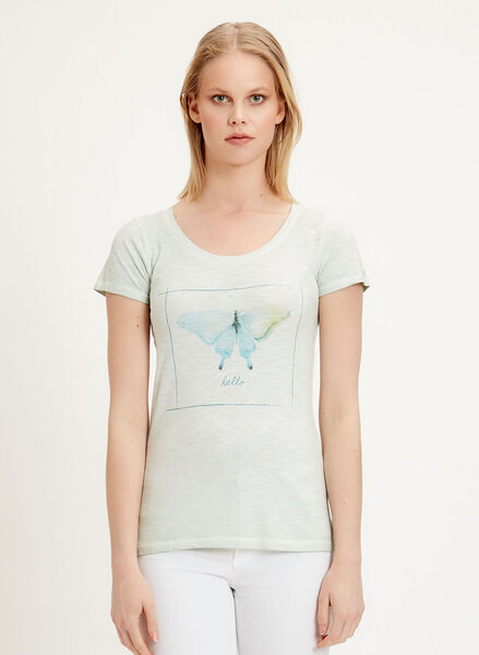 ORGANICATION Garment Dyed T-Shirt aus Bio-Baumwolle mit Schmetterling-Print von ORGANICATION