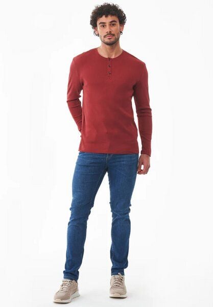 ORGANICATION Geripptes Henley Langarmshirt aus Bio-Baumwolle ORGANICATION Geripptes Henley Langarmshirt aus Bio-Baumwolle von ORGANICATION