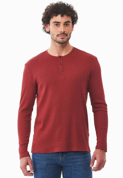 ORGANICATION Geripptes Henley Langarmshirt aus Bio-Baumwolle von ORGANICATION