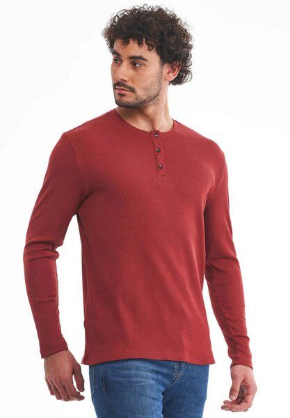 ORGANICATION Geripptes Henley Langarmshirt aus Bio-Baumwolle ORGANICATION Geripptes Henley Langarmshirt aus Bio-Baumwolle von ORGANICATION
