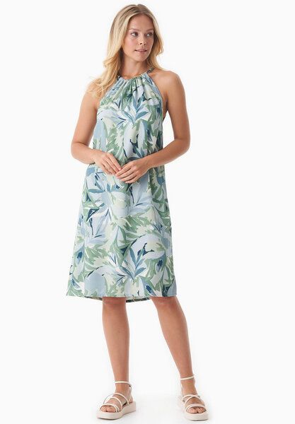 ORGANICATION Neckholder-Kleid aus LENZING ECOVERO mit Blattmuster von ORGANICATION