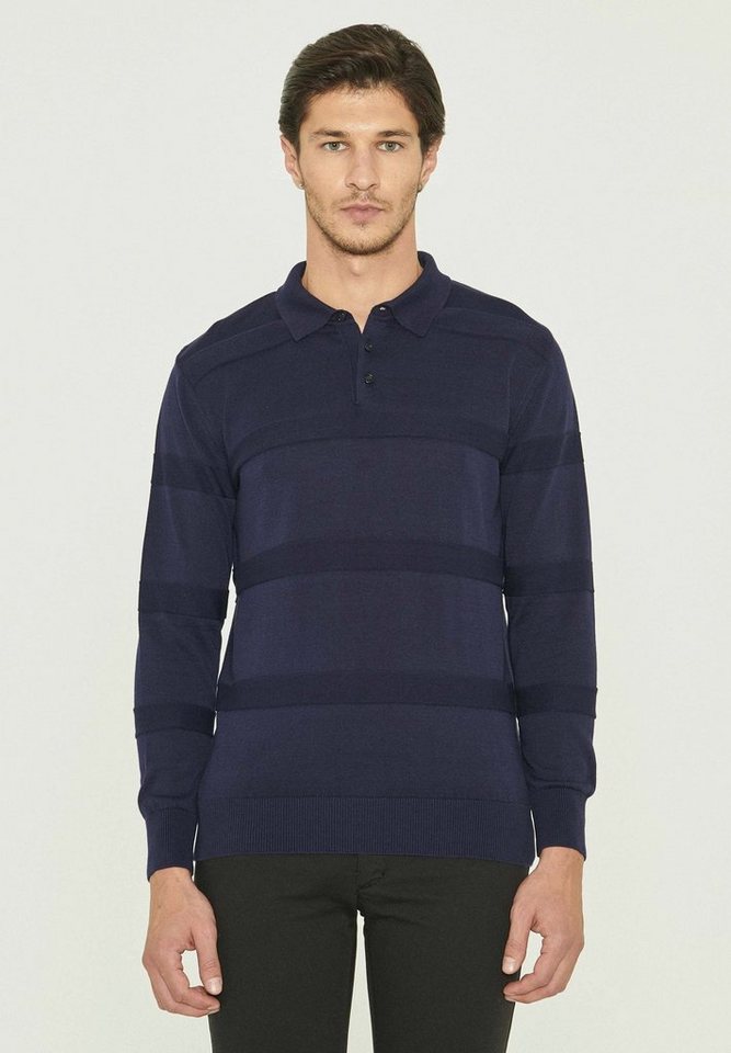 ORGANICATION Polokragenpullover Men's Polo Sweater in Navy von ORGANICATION