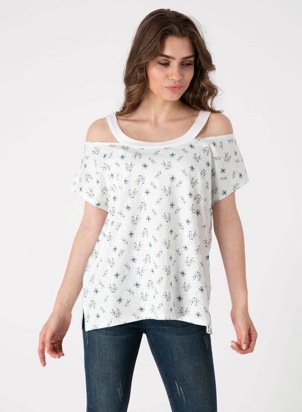 ORGANICATION Schulterfreies Top aus Bio Baumwolle mit Allover-Print von ORGANICATION