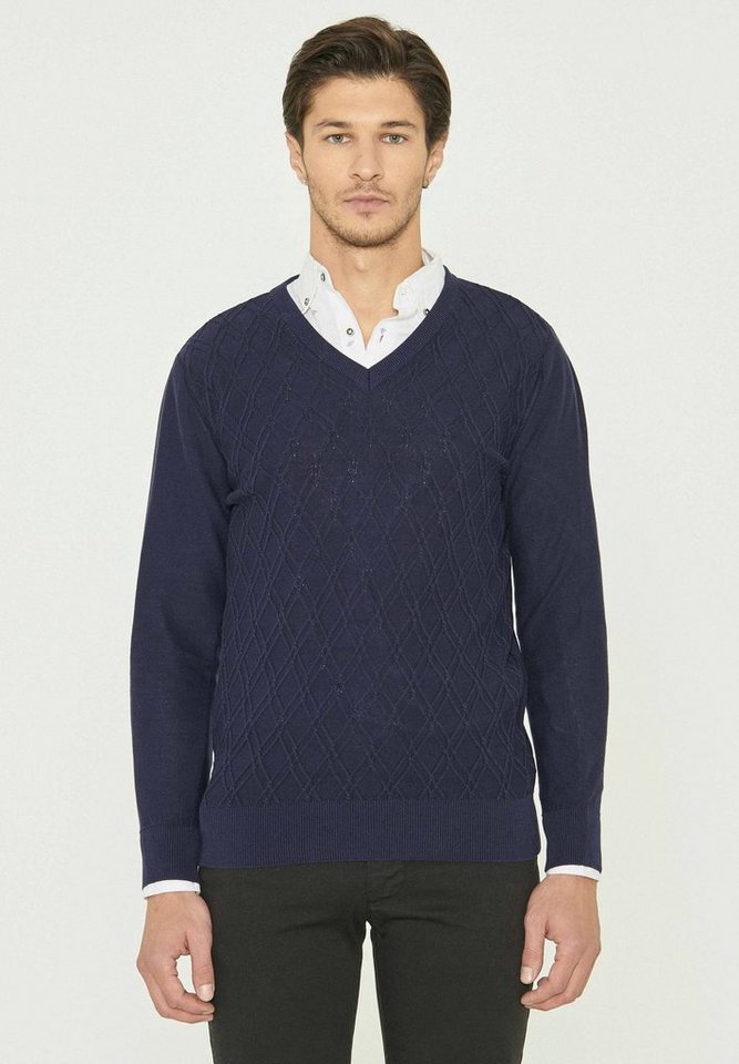 ORGANICATION Sweater Men's V-Neck Sweater in Navy von ORGANICATION