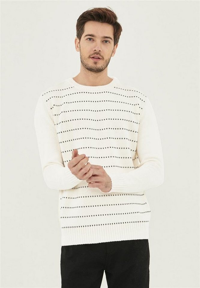 ORGANICATION Sweater Men's Striped Sweater in Off White/Asphalt ORGANICATION Sweater Men's Striped Sweater in Off White/Asphalt von ORGANICATION