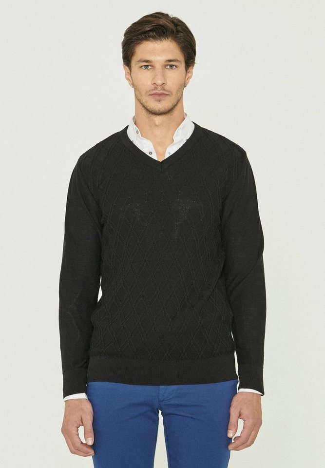 ORGANICATION Sweater Men's V-Neck Sweater in Black ORGANICATION Sweater Men's V-Neck Sweater in Black von ORGANICATION