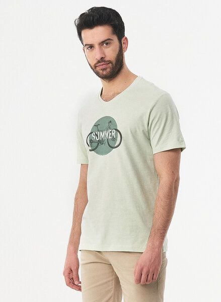 ORGANICATION T-Shirt aus Bio-Baumwolle mit Fahrrad-Print von ORGANICATION
