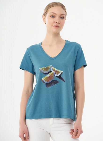 ORGANICATION T-Shirt aus Bio-Baumwolle mit Orangen-Print ORGANICATION T-Shirt aus Bio-Baumwolle mit Orangen-Print von ORGANICATION
