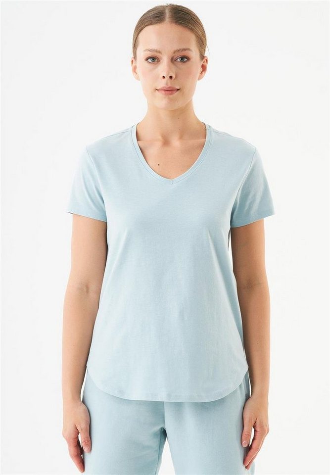 ORGANICATION T-Shirt Tuba-Women's V-Neck Basic T-Shirt in Mint Blue von ORGANICATION