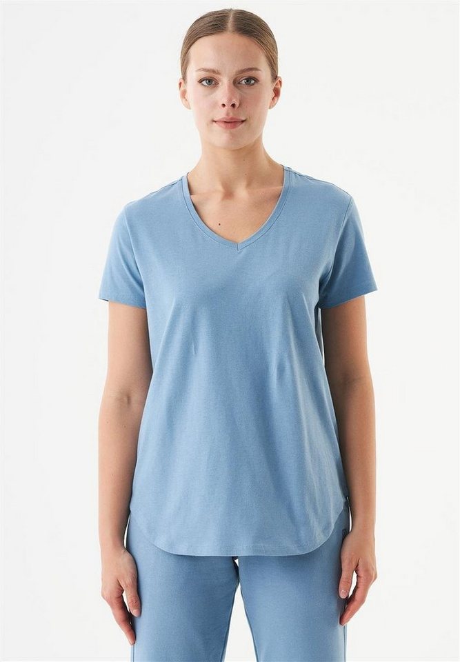 ORGANICATION T-Shirt Tuba-Women's V-Neck Basic T-Shirt in Steel Blue von ORGANICATION