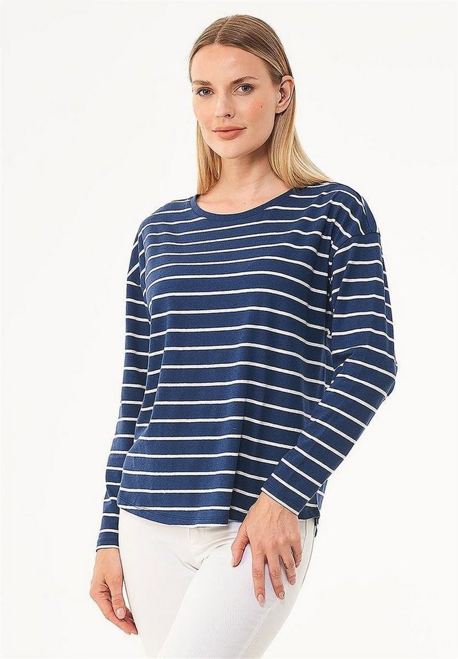 ORGANICATION T-Shirt Women's Striped L/S T-shirt in Navy/Off White von ORGANICATION