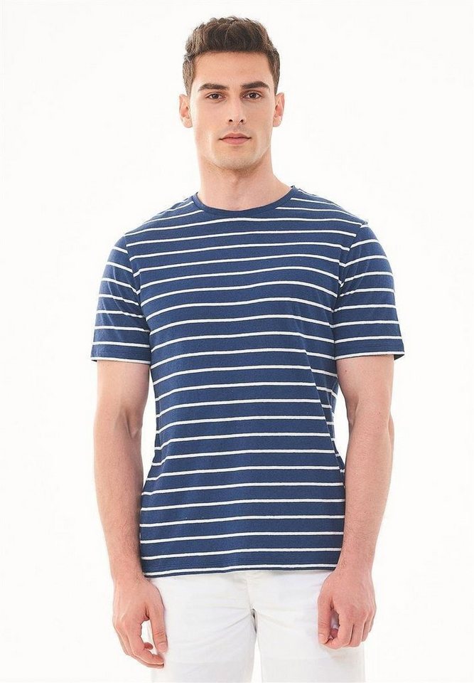 ORGANICATION T-Shirt Men's Striped T-shirt in Navy/Off White von ORGANICATION