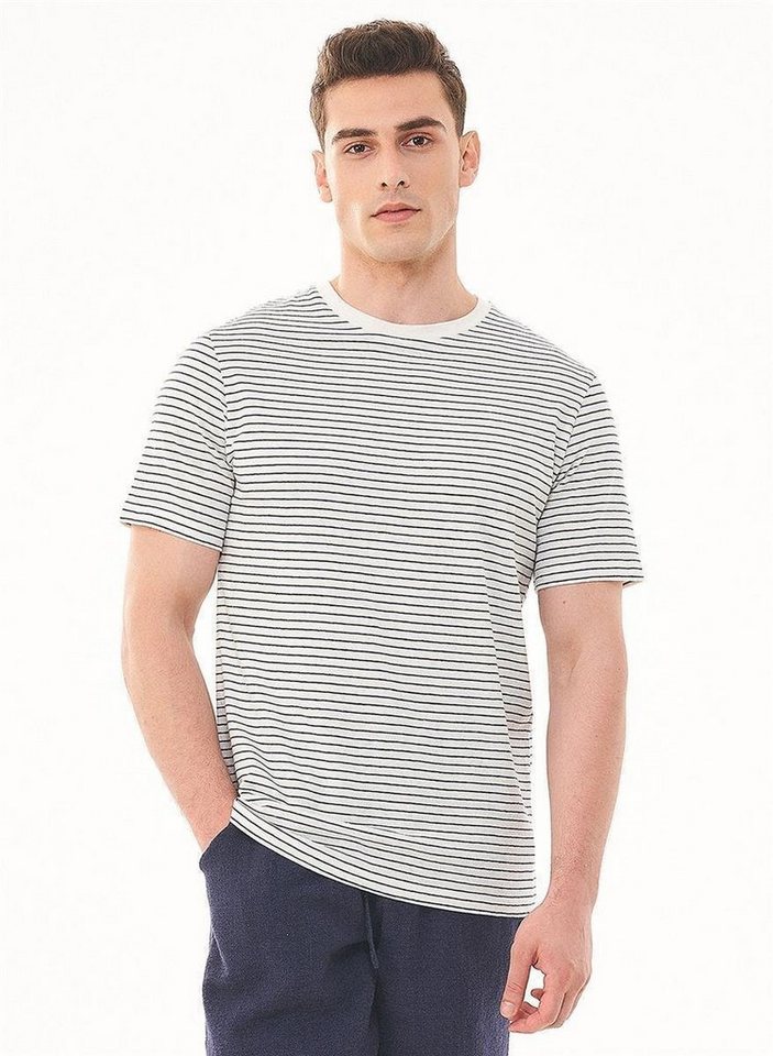 ORGANICATION T-Shirt Men's Striped T-shirt in Off White/Navy von ORGANICATION