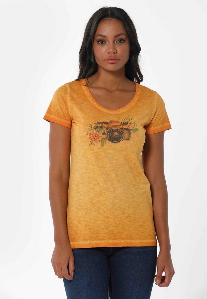 ORGANICATION T-Shirt Women's Garment-Dyed Printed T-shirt in Mango ORGANICATION T-Shirt Women's Garment-Dyed Printed T-shirt in Mango von ORGANICATION