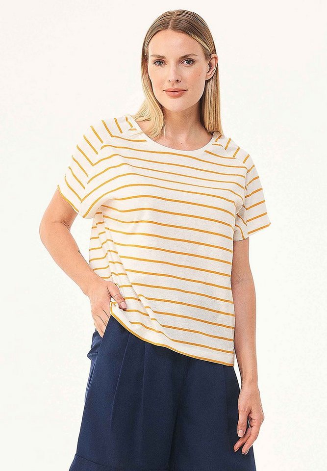 ORGANICATION T-Shirt Women's Striped T-shirt in Off White/Mango von ORGANICATION