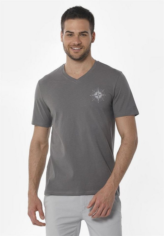 ORGANICATION T-Shirt Men's Printed V-neck T-shirt in Shadow von ORGANICATION