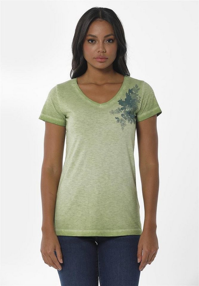 ORGANICATION T-Shirt Women's Garment-Dyed Printed T-shirt in Grass Green von ORGANICATION