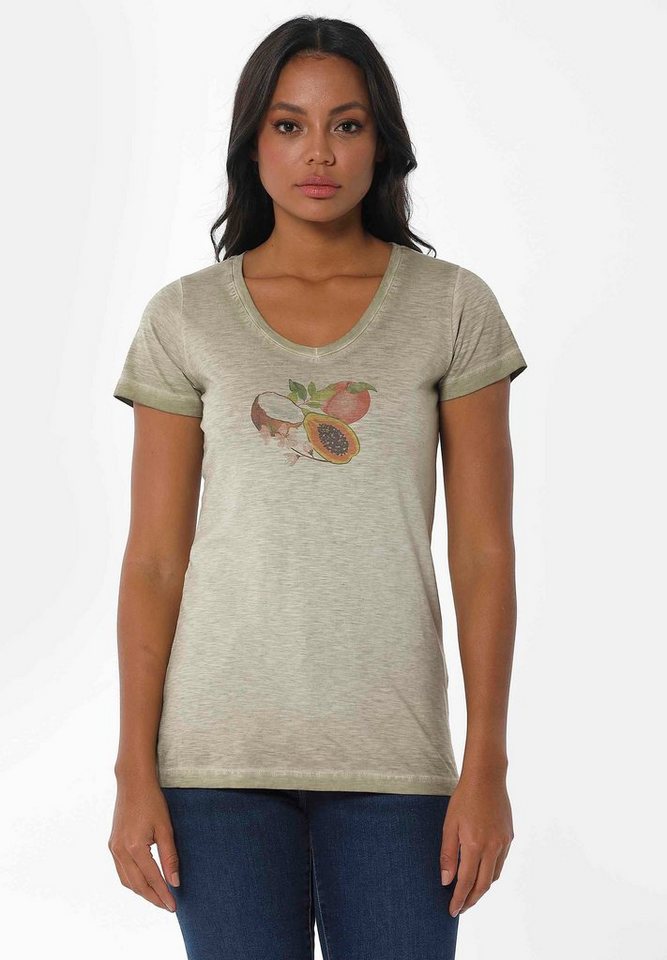 ORGANICATION T-Shirt Women's Garment-Dyed Printed T-shirt in Olive von ORGANICATION