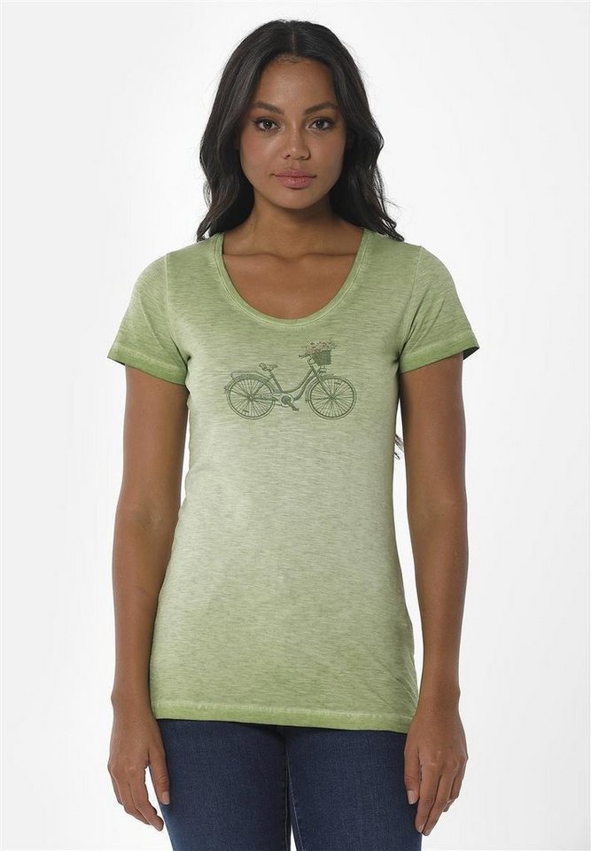 ORGANICATION T-Shirt Women's Garment-Dyed Printed T-shirt in Grass Green von ORGANICATION