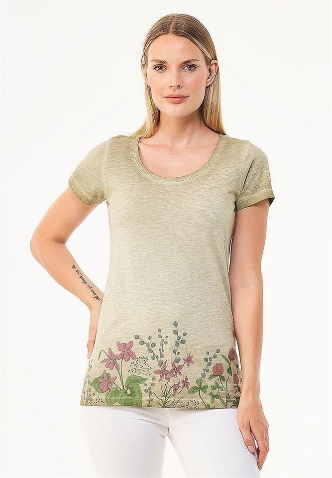 ORGANICATION T-Shirt Women's Garment-Dyed Printed T-shirt in Olive von ORGANICATION