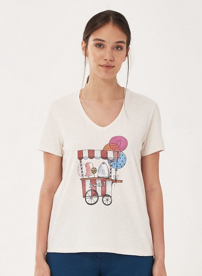 ORGANICATION T-Shirt T-Shirt aus Bio-Baumwolle mit V-Ausschnitt in Vanilla von ORGANICATION