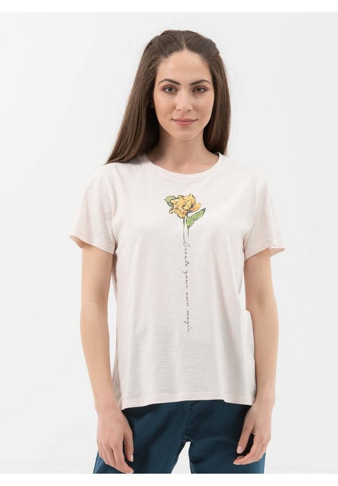 ORGANICATION T-Shirt T-Shirt aus Bio-Baumwolle mit Blume-Print in Vanilla von ORGANICATION