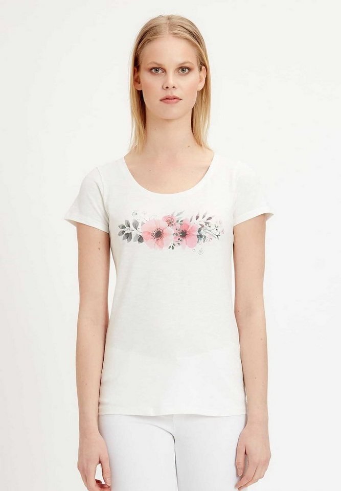 ORGANICATION T-Shirt T-Shirt aus Bio-Baumwolle mit Blumen-Print in Off White von ORGANICATION