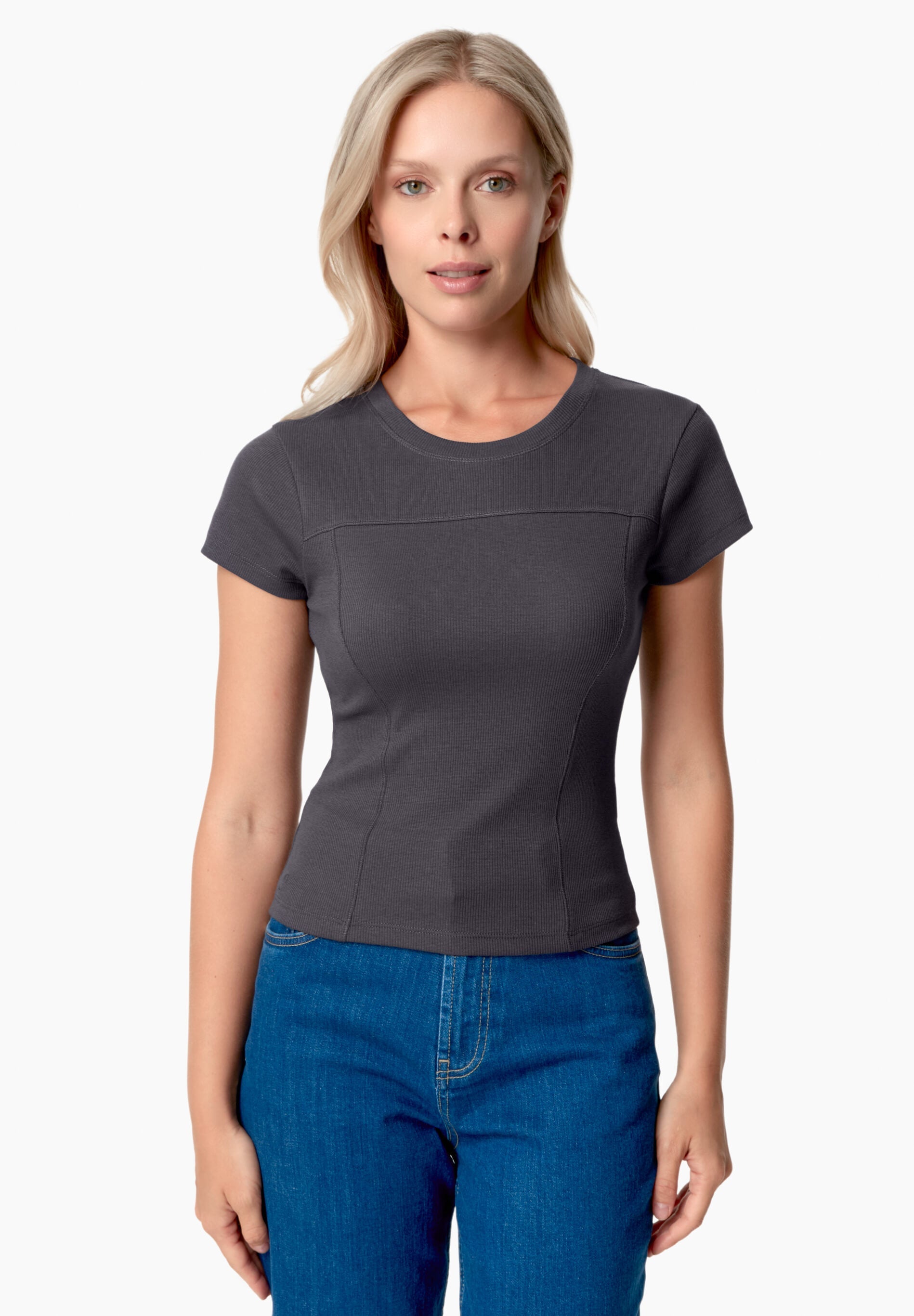 Tillda Ribbed T-Shirt Shadow von ORGANICATION