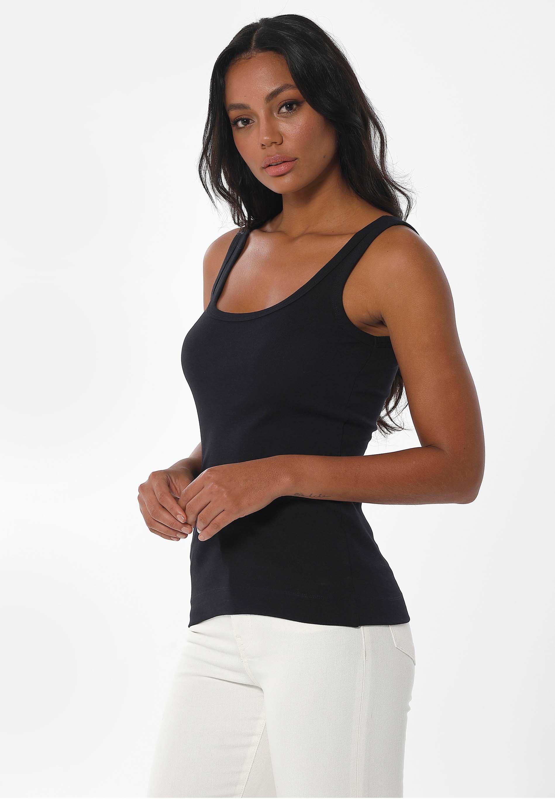 Women's Basic Ribbed Top Black von ORGANICATION