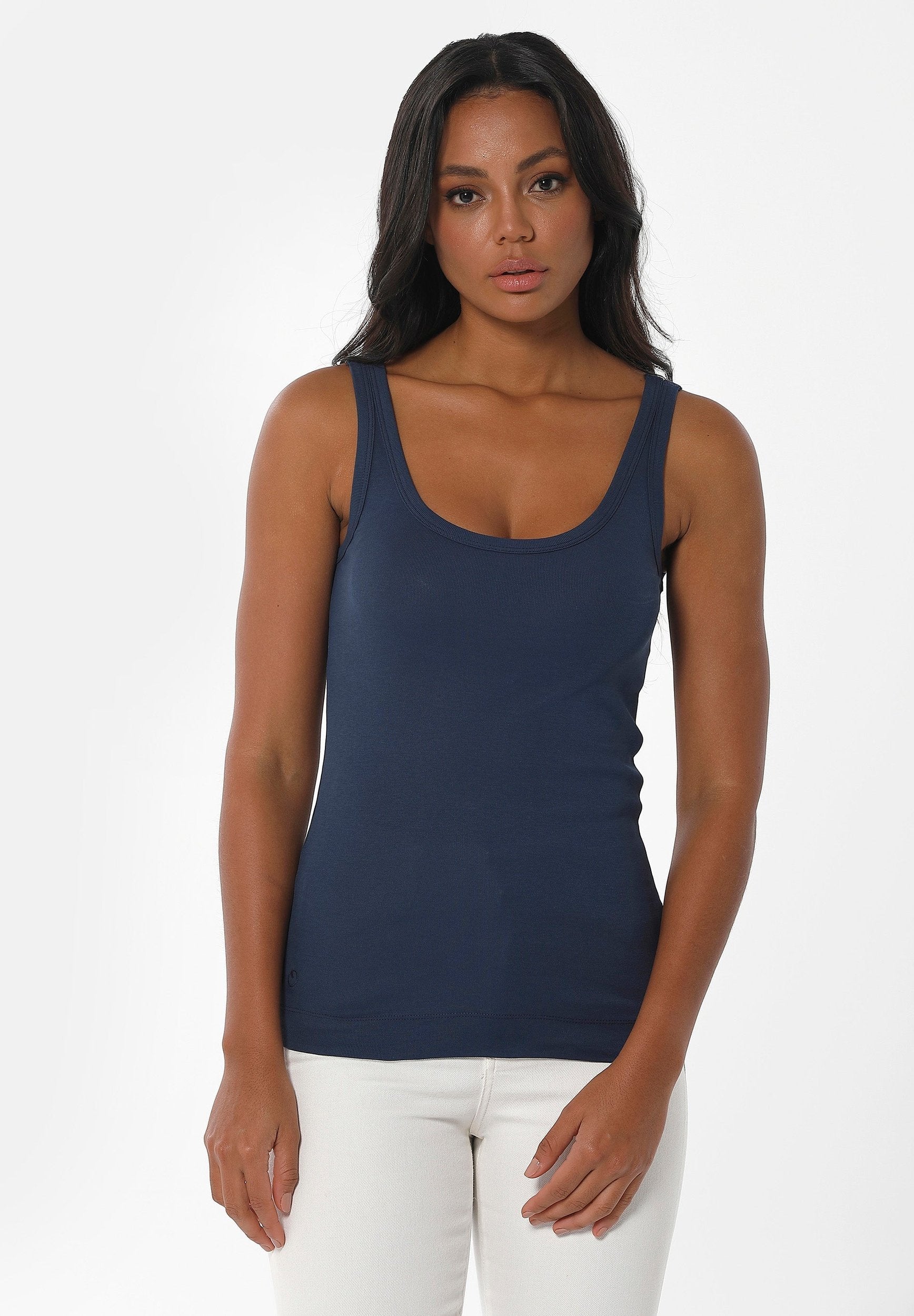 Women's Basic Ribbed Top Navy von ORGANICATION