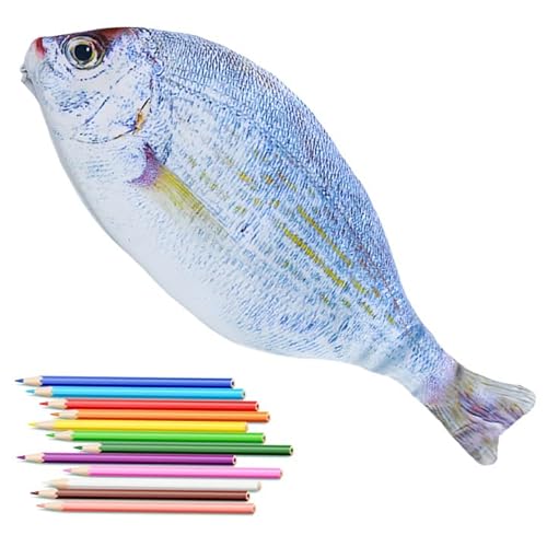 ORGYAML 1 Stück Fisch Geformt Federmäppchen, Neuheit Fisch Federbeutel, Lustige Federmäppchen mit Gepolstertem Dickschaum Futter für Schule Klassenzimmer von ORGYAML