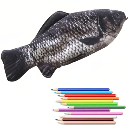ORGYAML 1 Stück Fisch Geformt Federmäppchen, Neuheit Fisch Federbeutel, Lustige Federmäppchen mit Gepolstertem Dickschaum Futter für Schule Klassenzimmer von ORGYAML