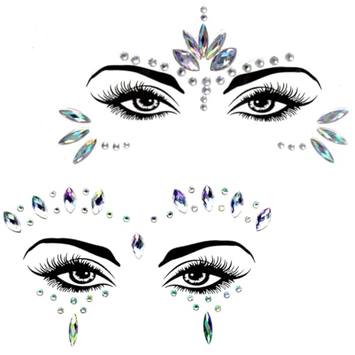 ORGYAML Meerjungfrau Gesicht Edelsteine Stick Juwelen für Frauen Halloween Club auf Rave Party Sich Schminken Geschenk für Kinder Kostüm Temporäre Tattoos Festival für Musikkarneval Party Make-up von ORGYAML