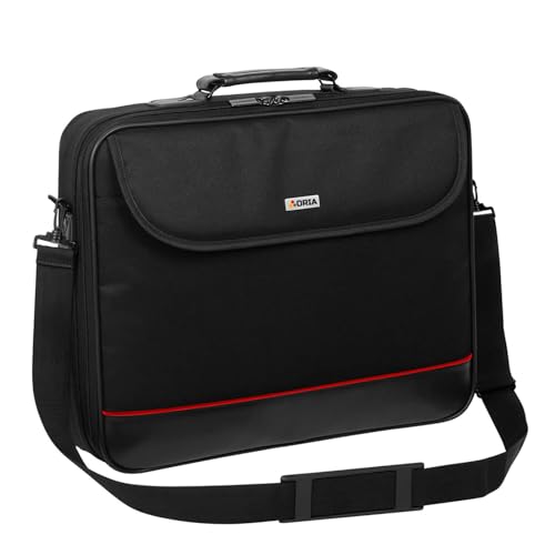 ORIA Laptop Tasche passend für MEDION ERAZER Major X10 Notebook | Umhängetasche Hülle Aktentasche mit verstärkten Schutzrahmen Schultertasche | M Schwarz von ORIA