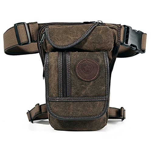 Drop-Leg-Tasche, Herren Canvas Retro Drop Leg Bag Taillen-Gürteltasche Oberschenkel-Hüft-Bum-Gürtel Wandern Motorrad Cross Body Messenger Schultertasche(Coffee) von ORICALCHASM