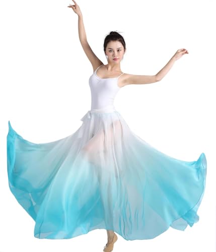 ORIDOOR 720 Damen-Tanzrock, 88,9 cm lang, Feen-Tanzrock, Farbverlauf, Swing-Rock, Ballett-, Modren-Tanzkostüme, A Lake Blue White, Einheitsgröße von ORIDOOR