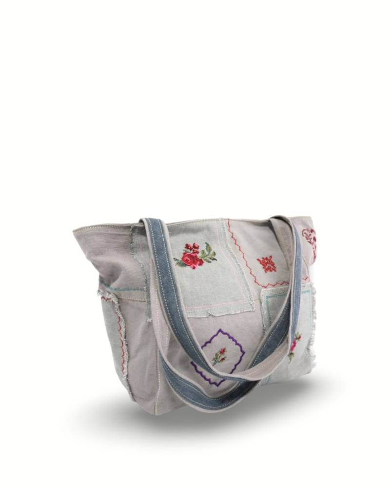 Baumwoll Patchwork Stoffbeutel, Baumwolltasche, Tote Bag, Baumwolltasche von ORIENVINTIQUE