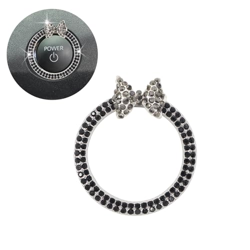 ORIESSE Schleife Autozubehör Schwarz Push Start Button Ring Prinzessin Beifahrer Zündring Auto Dekor Bling Mädchen Strass Motor Start Stop Button Ring von ORIESSE