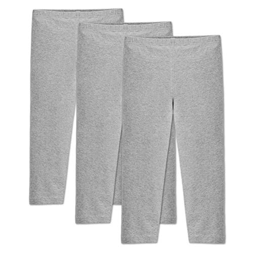 ORIGINAL BASICS Mädchen 3/4 Capri Leggings aus Baumwolle Kurz Blickdicht Normaler Bund (3 Pack) Grau-Meliert 140/146 von ORIGINAL BASICS