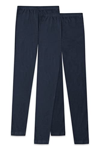 ORIGINAL BASICS Mädchen Lange Leggings Baumwolle Blickdicht Normaler Bund (2 Pack) Marine-Blau 104/110 von ORIGINAL BASICS