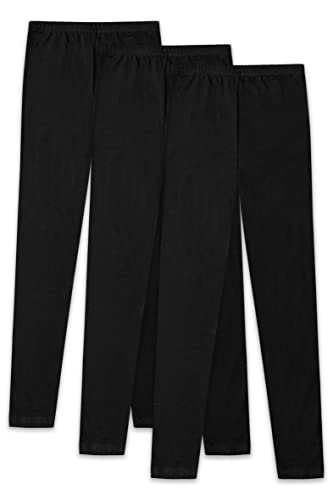 ORIGINAL BASICS Mädchen Lange Leggings Baumwolle Blickdicht Normaler Bund (3 Pack) Schwarz 140/146 von ORIGINAL BASICS