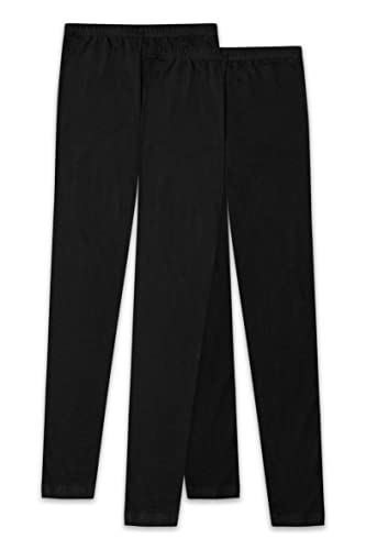 ORIGINAL BASICS Mädchen Lange Leggings Baumwolle Blickdicht Normaler Bund (2 Pack) Schwarz 128/134 von ORIGINAL BASICS