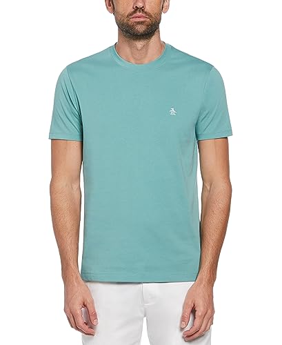 ORIGINAL PENGUIN Herren Cont Embro T-Shirt mit Pin-Point-Stickerei, Ölblau, L von Original Penguin