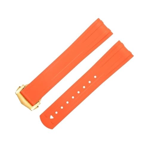 ORKDFJ 20 mm für Omega-Armband FKM Fluorous Rubber Curved End For Seamaster 300 Diving Edelstahl Faltschnalle Ersatzarmbänder, 20 mm, Achat von ORKDFJ