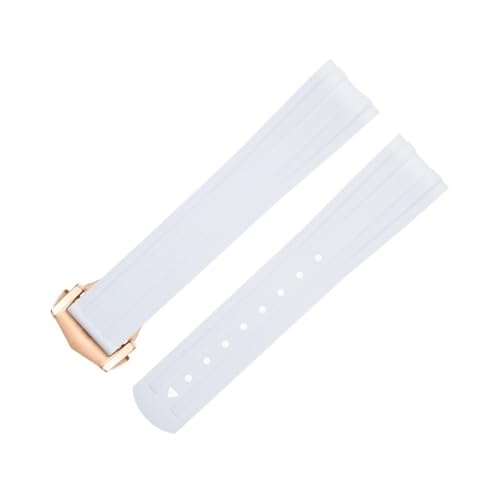 ORKDFJ 20 mm für Omega-Armband FKM Fluorous Rubber Curved End For Seamaster 300 Diving Edelstahl Faltschnalle Ersatzarmbänder, 20 mm, Achat von ORKDFJ