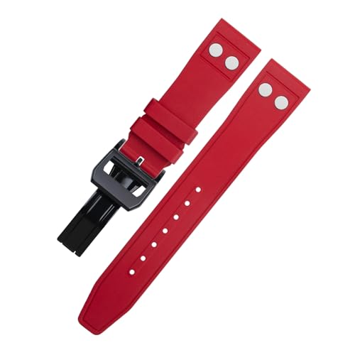 ORKDFJ 20 mm natürliches Fluorkautschuk FKM Gummi mit Nieten-Uhrenarmband für IWC Big Pilot Mark Portugieser Top Gun weiches Armband (Farbe: Rot 2, Größe: 22 mm) von ORKDFJ