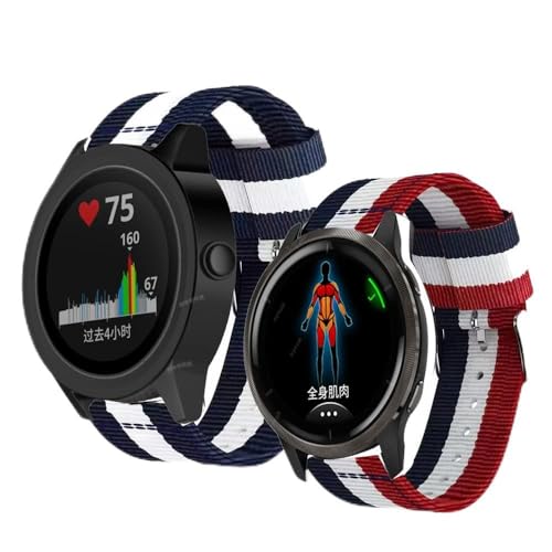 ORKDFJ Armband für Garmin Vivoactive 4 3 Vivoactive 3 Music Smartwatch-Armband, gestreiftes Nylon-Uhrenarmband für Garmin Venu SQ/Venu 2 Gürtel, 22 mm, Achat von ORKDFJ