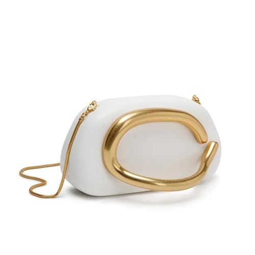 ORKDFJ Box Bag Metalldetails Crossbody PU Leder Clutch Schulter Luxus Marke Handtaschen Damen Handtasche Damen Frauen Abend Geldbörse Rot, weiß, Einheitsgröße von ORKDFJ